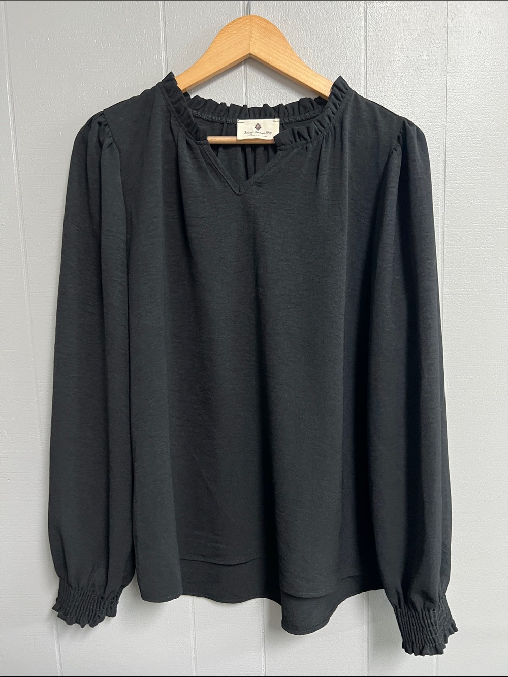 NWOT Black Ruffle-Trim Women's Top XL